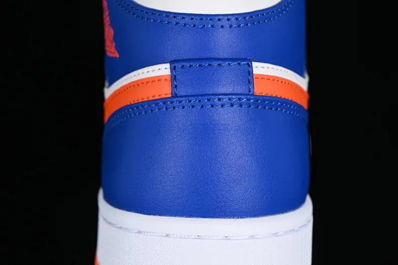 All categories Air Jordan Jordan series basketball shoes Air Jordan 1 Mid G version pure original Air Jordan 1 Mid AJ1 Joe 1 Knicks white blue orange mid-top cultural casual sneakers FD1029-400